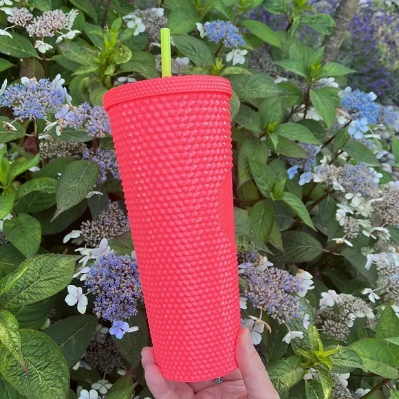 Starbucks Dragonfruit Coral Pink Studded Bling Tumbler Cup Venti 2022 Su… - Picture 4 of 4